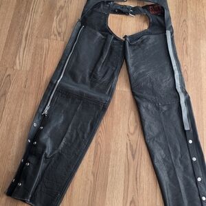 Black Leather Women's Motorcycle Chaps